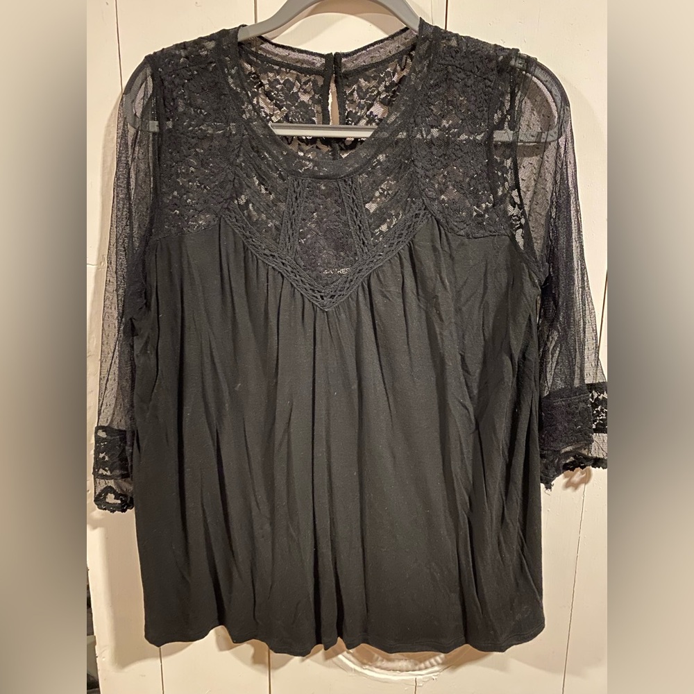 Last chance π¨ Express Mesh Sleeve Black Lace Top, Size XL - Picture 1 of 5